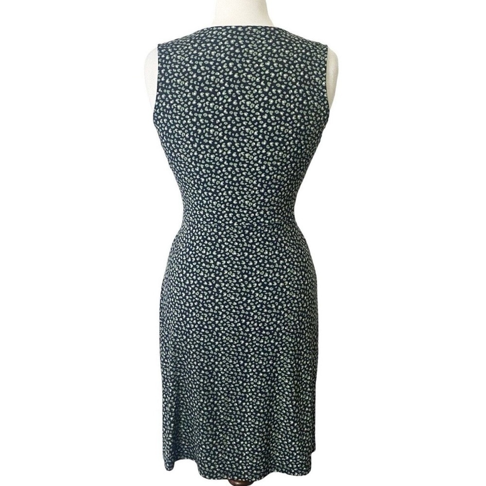 Kaileigh Navy & Green Abstract Print Sleeveless Midi Dress - Size Medium - Picture 5 of 7